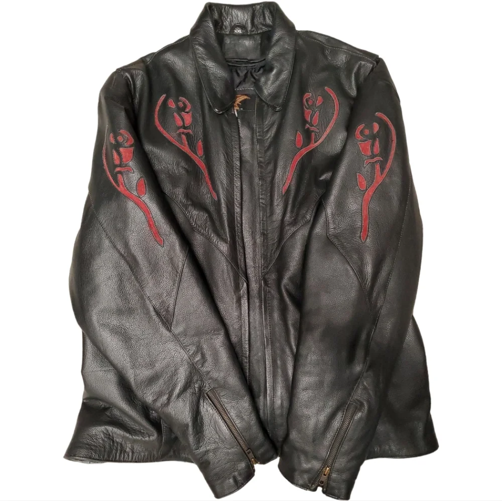 Jamin Leather Jacket w/inlays and Removable Liner Men's XXL Motorcycle Coat - Picture 2 of 10